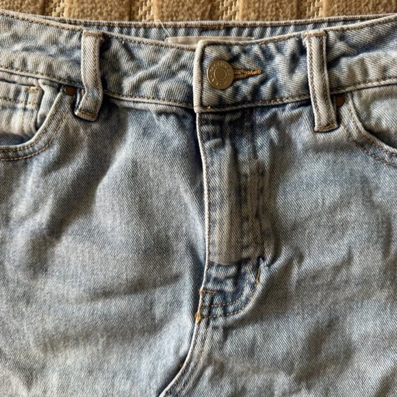 PacSun Two Tone Denim Mini Skirt Y2K Raw Hem Size 28 Blue White - Picture 4 of 9